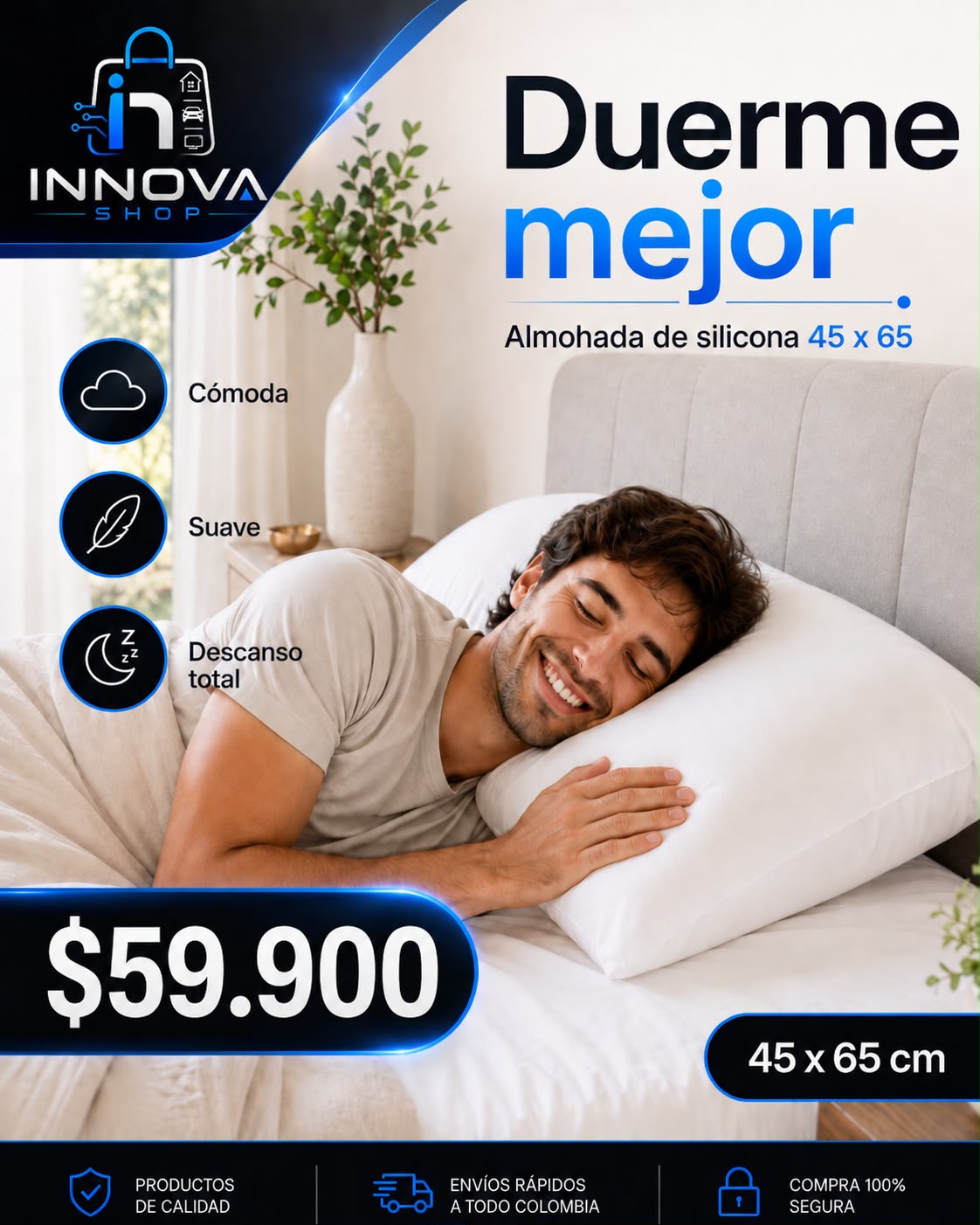 Almohada siliconada 45 x 65
