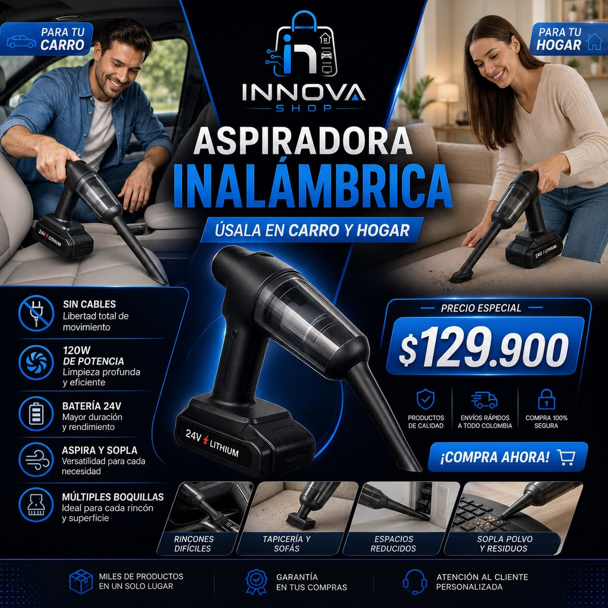 Aspiradora Inalámbrica Vertical CARRO